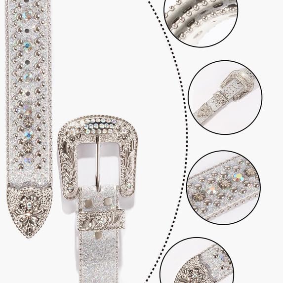 Fashion Bling Rhinestone Accessories Rivet Waist Belt Punk Hip Hop Gothic Pu Leather2