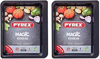 Pyrex Magic Rectangular Carbon Steel Roaster Non Stick Coating 30 x 23cm Black (Pack of 2)
