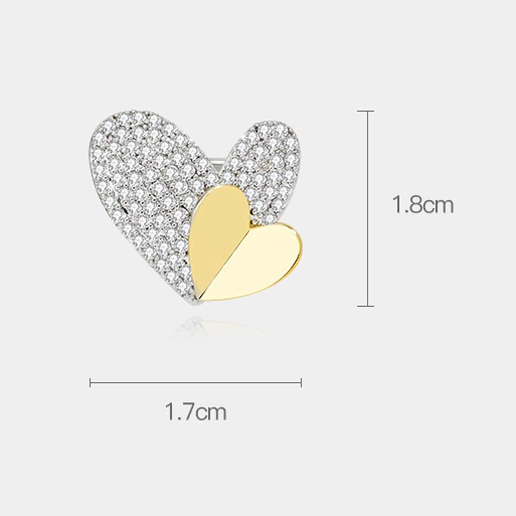 Broszka Pin dla kobiet mężczyzn 2-częściowy zestaw Crystal Love Heart broszka Pin wesele ubrania modna biżuteria akcesoria dla kobiet ślub urodziny