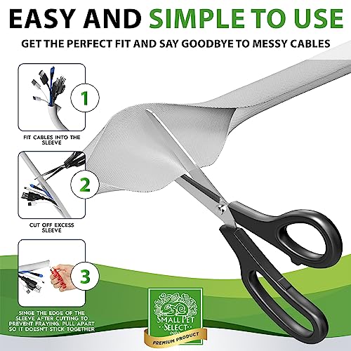 Small Pet Select Heavy Duty Cord Cover - White, 10ft - Ultra Durable Electrical Cable and Wire Protector for Rabbits, Dogs, Cats and Other Pets - Cord Management and Animal Protection