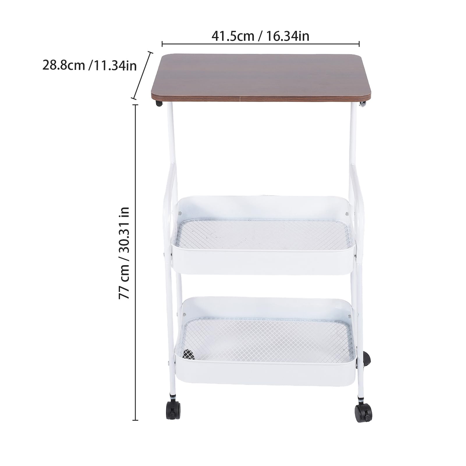 Carro Utilitario Rodante de 3 Niveles, Carrito Rodante para Refrigerios con Ruedas