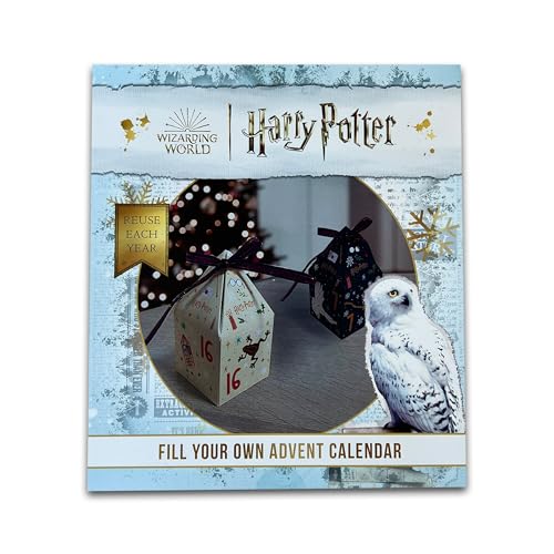 Cardology - Harry Potter Christmas Fill Your Own Advent Calendar for Harry Potter Fans | 24 Gift Boxes with ribbon for DIY Gifts, Reusable | Officially Licensed Warner Brothers