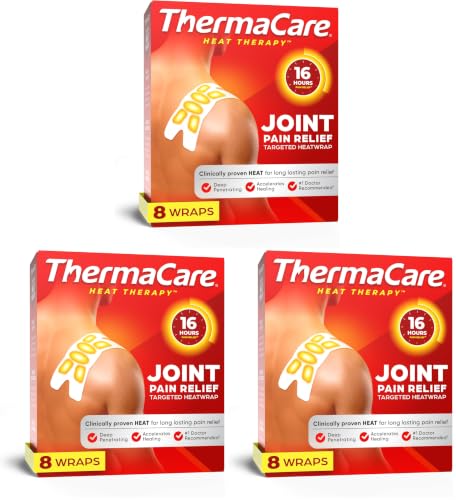 Image of ThermaCare Portable Heating Pads for Muscle & Joint Pain Relief - Adhesive Heat Wraps, Drug-Free Heat Therapy - Flexible, Discreet Heat Patches for Daily Comfort & Wear - 8 Count (Pack of 3)