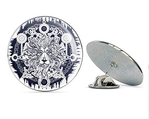 Cool Wild Lion Wilderness Compass Icon Round Metal 0.75