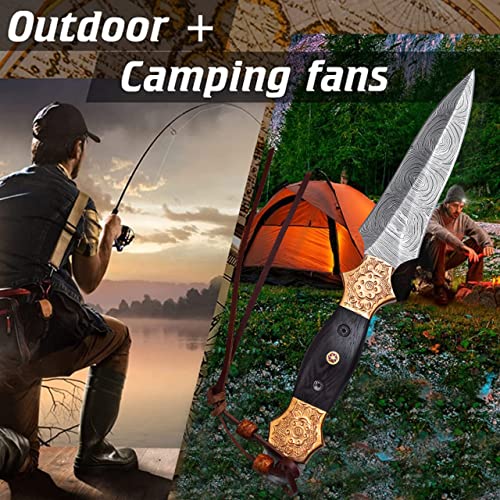 Damascus Steel Fixed Blade Hunting Knife Camping Hiking. Sm11 #TOP4