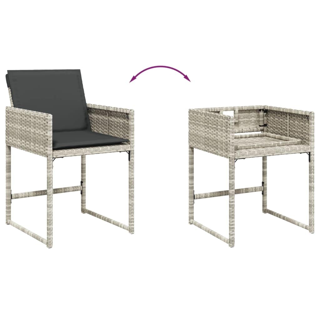 IKAYAA Set Tavolo Sedie da Giardino 5 Pezzi Set di Mobili Giardino 5 Pezzi Set da Pranzo da Giardino Arredo Giardino Poli Rattan Arredamento-Grigio Chiaro-5 pz/Vetro