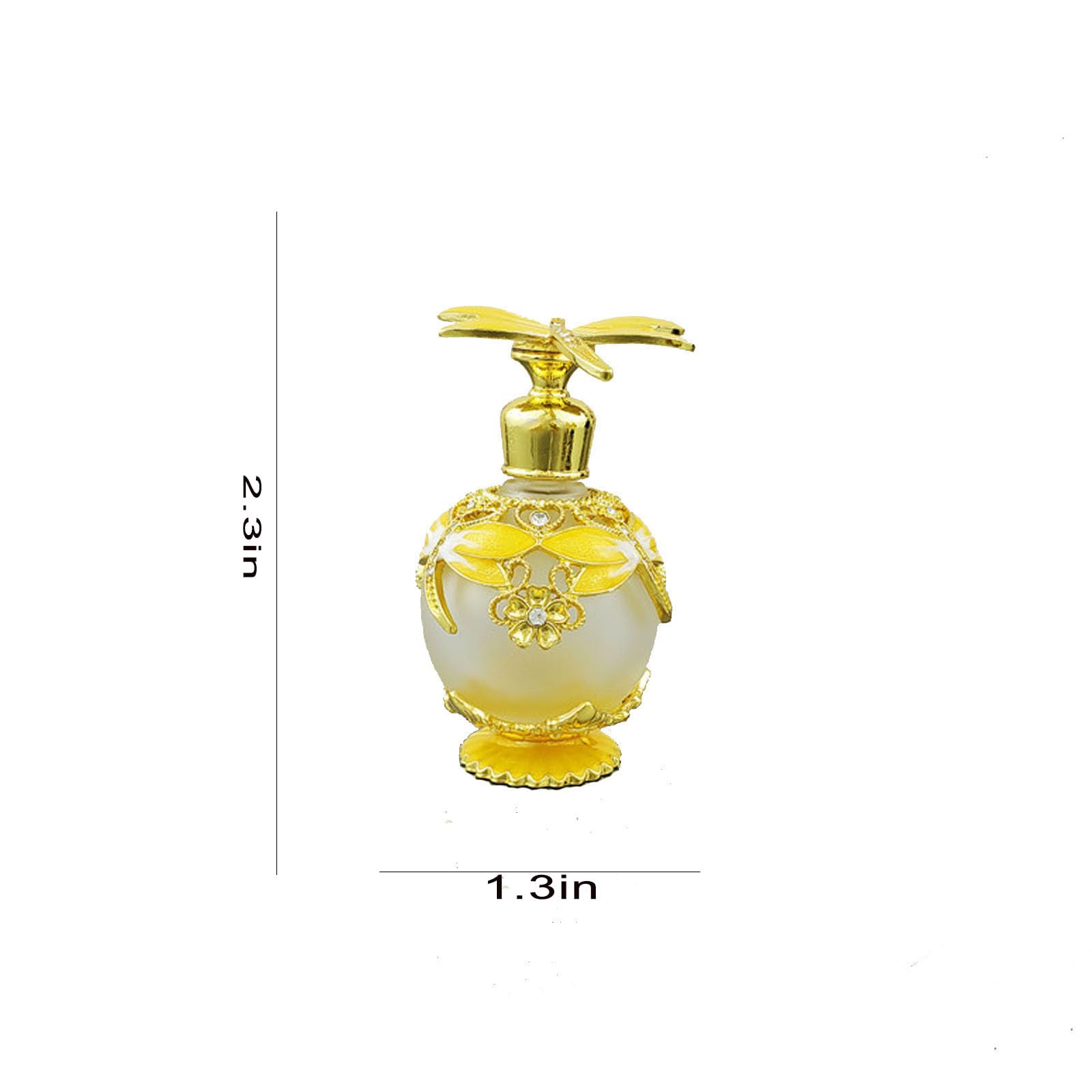 TONGNENGLIU 25ml Dragonfly Vintage Refillable Glass Perfume Bottle, Yellow (1 Pieces)