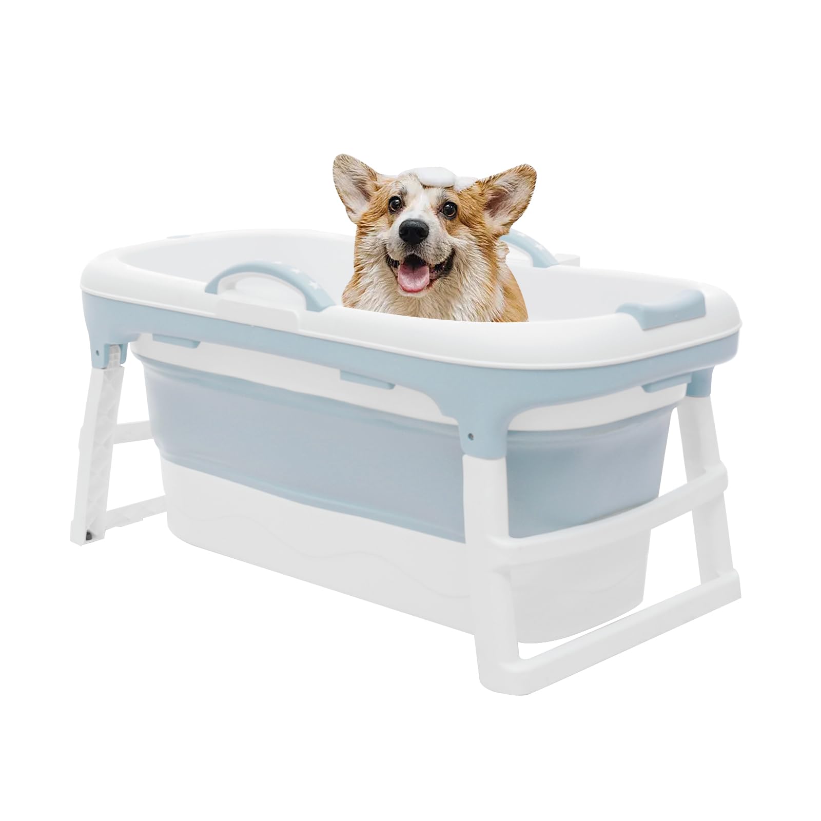 Baignoire pliable pour grands chiens avec bouchon de vidange d'eau, portable, pour laver et entretenir les chiens, jusqu'à 150 kg
