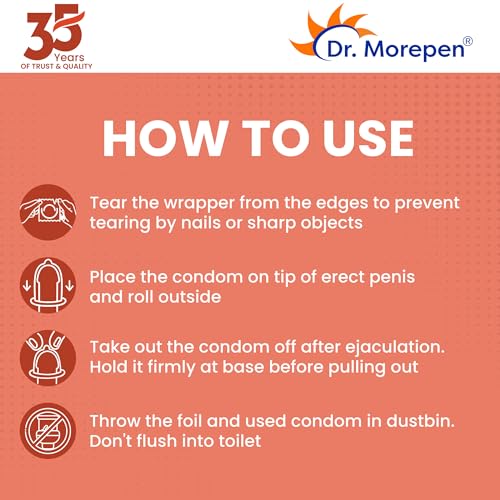 Image of Dr. Morepen Exygra Condoms- Ultra-thin, Lubricated, Extra Dotted, Strawberry Flavour 30 count