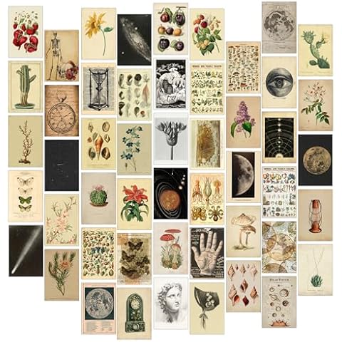 Vintage Decor for Vintage Room Decor Aesthetic, 100pcs Pictures for Room Decor Aesthetic Vintage, Wall Collage Kit Aesthetic Pictures for Vintage Wall Decor, Vintage Stickers, Vintage Bedroom Decor Cover