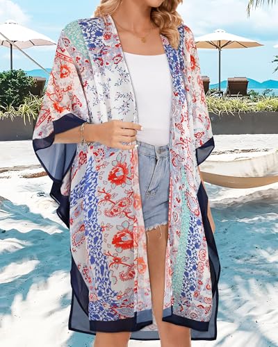 Image of Women's Kimono Beach Cover up for Summer Bathing Suits Cardigans Casual Loose Swimwear 2026