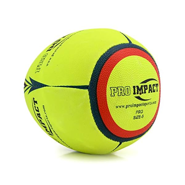 Pro Impact Rebounder Match Rugby Ball White and Neon Yellow - Image 4