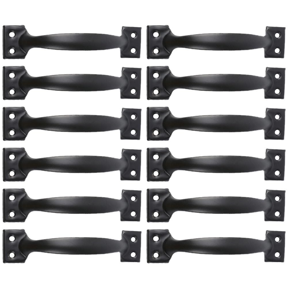 DOITOOL 12-Pack 4-Inch Black Cabinet Handles – Metal Pulls For Barn Doors, Drawers, Cupboards & Wardrobes