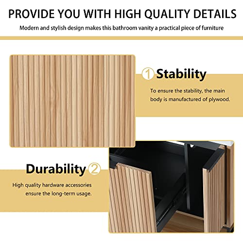 30 Inch Bathroom Sink Vanity With 1 Door And 1 Drawer And 1 Open Storage Shelf, Bathroom Vanity Cabinet Set With White Resin Basin Sink, Modern Freestanding Bathroom Vanity And Sink Combo Set, Maple #TOP5