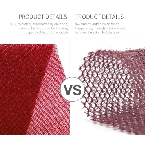 Image of UJFQBH 2 Pieces African Bath Sponge African Net Long Net Bath Sponge Exfoliating Shower Body Scrubber Back Scrubber Skin Smoother,Great for Daily Use (Red)
