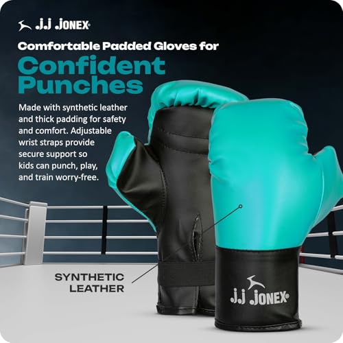 Image of JJ Jonex Sports Kids Boxing Punching Bag Set - Heavy Boxing Bag, Gloves, MMA, Home Gym & Martial Arts Training Equipment | for Boys & Girls for Age 3 4 5 6 7 8 Years |Blue Color |