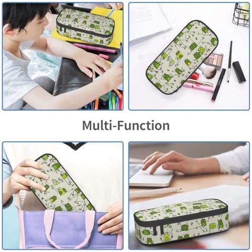 Image of Funny Frog Pencil Case Aesthetic Large Capacity Pen Pouch | Storage Bag with Compartments for Travel School Office Organizer