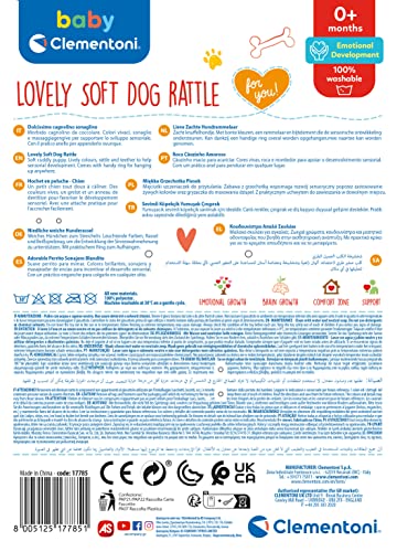 Clementoni - Hochet Chien - Lovely Soft Dog Rattle - Peluche Educative - Développement Multisensoriel - Tissu Doux - Facile à Accrocher - pour Enfants Dès 0 Mois – Image 4