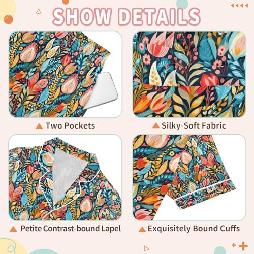 senya Fig Fruit Satin Summer Pajama Sets Silk Short Sleeve Button Down Sleepwear3