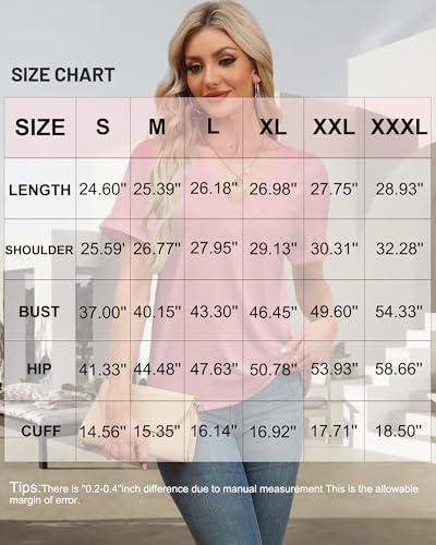 Image of T Shirts Short Sleeve V Neck Tees Womens Tops Beach Vacation Fashion Clothes 2026 Casual Summer Spring Fall Outfits