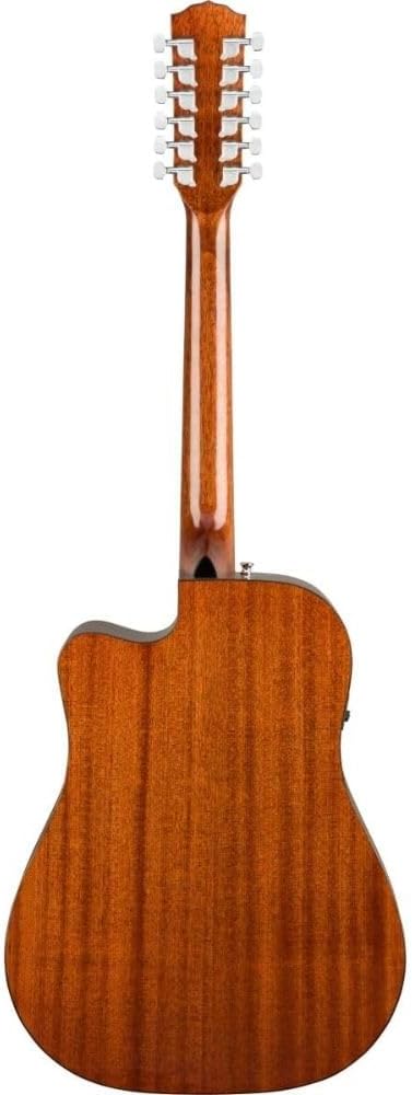 Fender 12-String Acoustic Electric Guitar Rounded Walnut Fingerboard Mahogany Construction Bundle with Fender Guitar Stand, Height-Adjustable with Sturdy Metal
