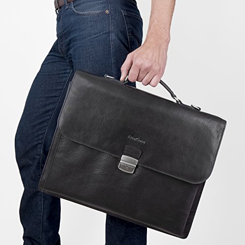 Serviette ordinateur cuir 15.4 pouces cartable porte-document - 3