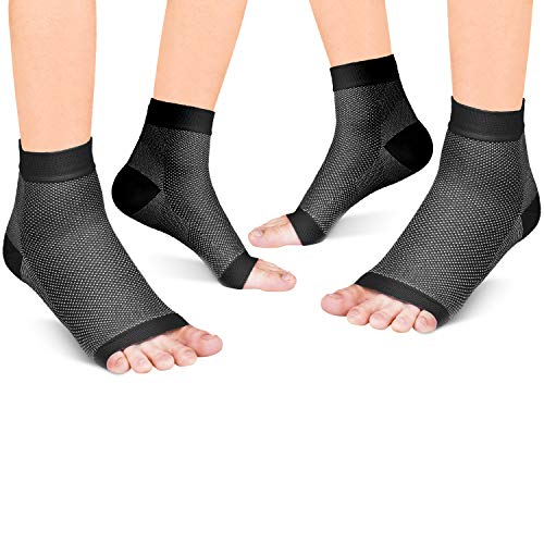 Fondenn Plantar Fasciitis Socks (2 Pairs), Compression Foot Sleeves with Heel Arch