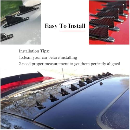 Image of 10Pcs Black Fin Air Vortex-Generator Diffuser Universal Shark Fin Kit Compatible with Car Roof Wing Pointed Auto Accessories.