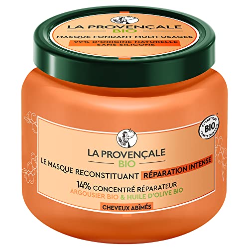 La Provençale – Mascarilla reparadora intensiva – Versátil – 14% concentrado reparador – espino amarillo orgánico y aceite de oliva orgánico AOP Provence – para cabello dañado – 330 ml