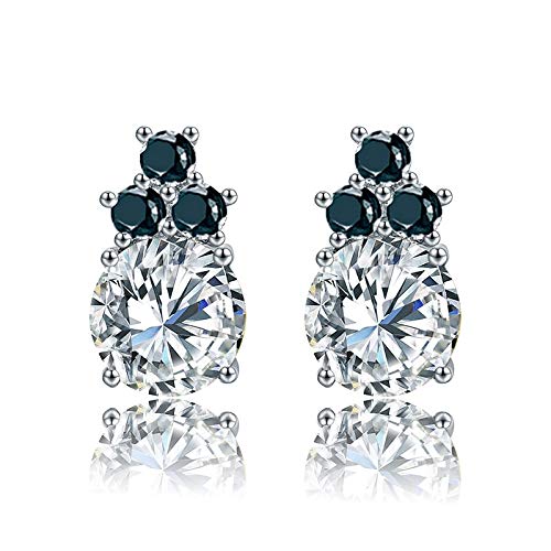 Pendientes de espinela negra natural mujer joyas de plata 925 vintage bodas
