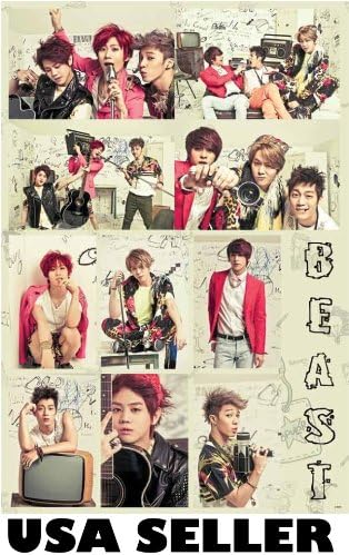B2ST Beast vertical collage POSTER 23.5 x 34 with 10 B2$T picks Korean Kpop boy band (sent FROM USA in PVC pipe)