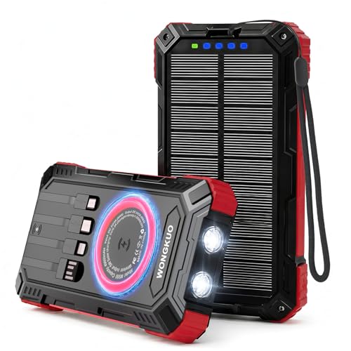 WONGKUO Solar Charger Power Bank - 49800mAh Solar Phone Charger with USB-C in/Output, QC 3.0 Fast...