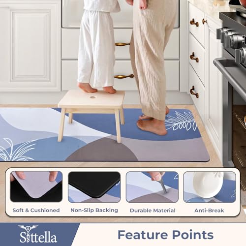 Image of SITTELLA Rubber 2 Kitchen Mats Set, Anti-Skid Kitchen Mats, Water Absorbent Rug, Carpets, Floor Mat for Home and Kitchen (120x40cm & 40x60cm) Leaf, Rectangular
