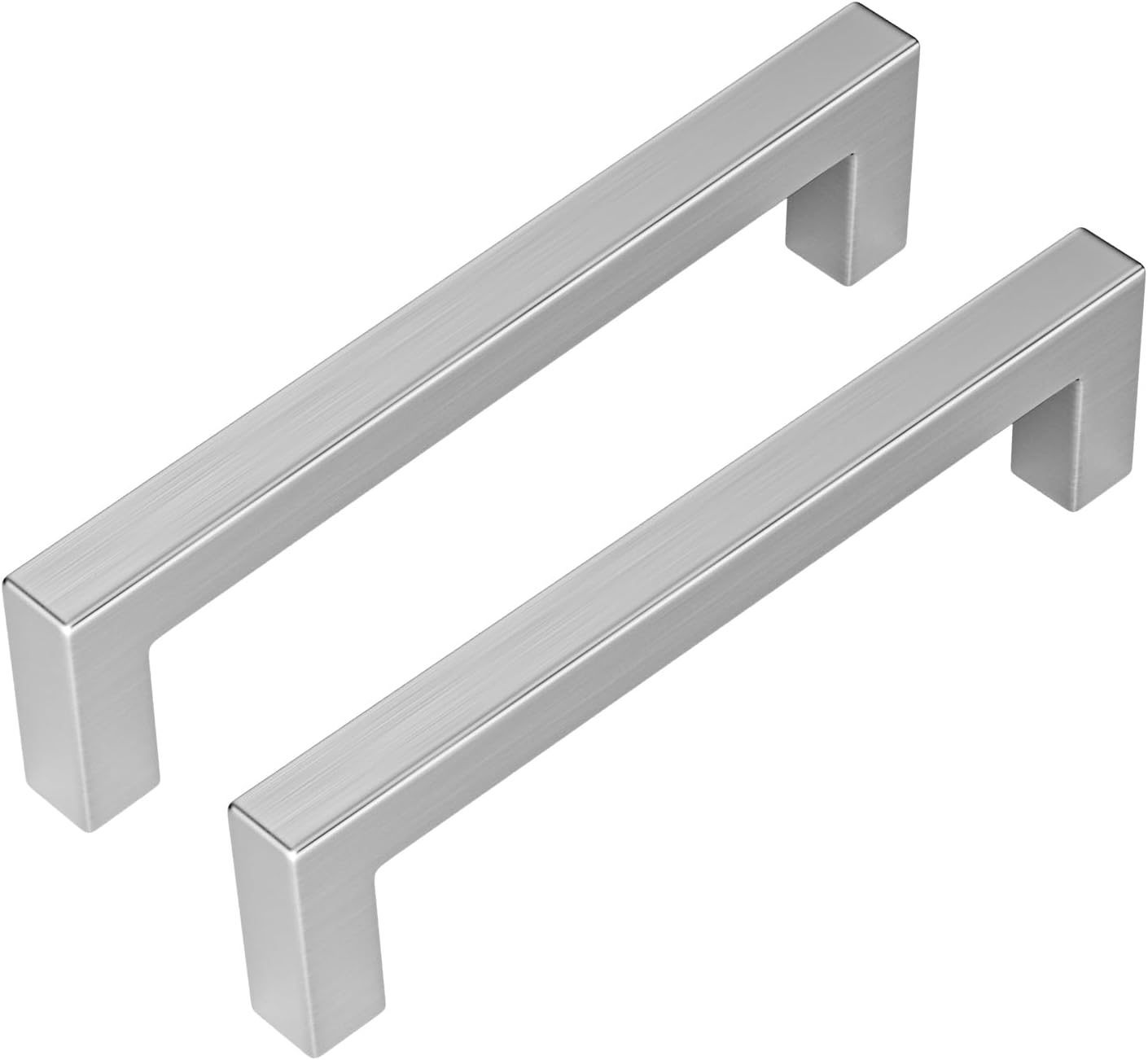 goldenwarm® Furniture Handle Bar Handle Brushed Stainless Steel Cabinet Handles Drawer Handles Kitchen Cabinet Tube Width 12 mm x 12 mm Hole Spacing 128 mm Total Length 140 mm