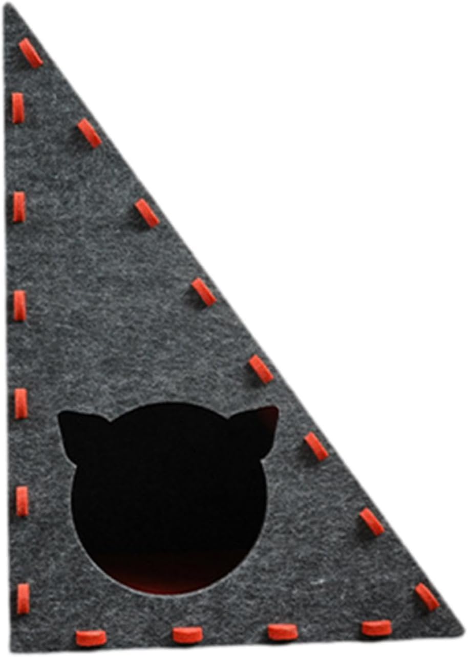 Cat, Triangular Protection, Cat Scratching Board, Nest, Kitten Toy, for Small, Medium and Large Cats, Playing and Sleeping, Red and Gray