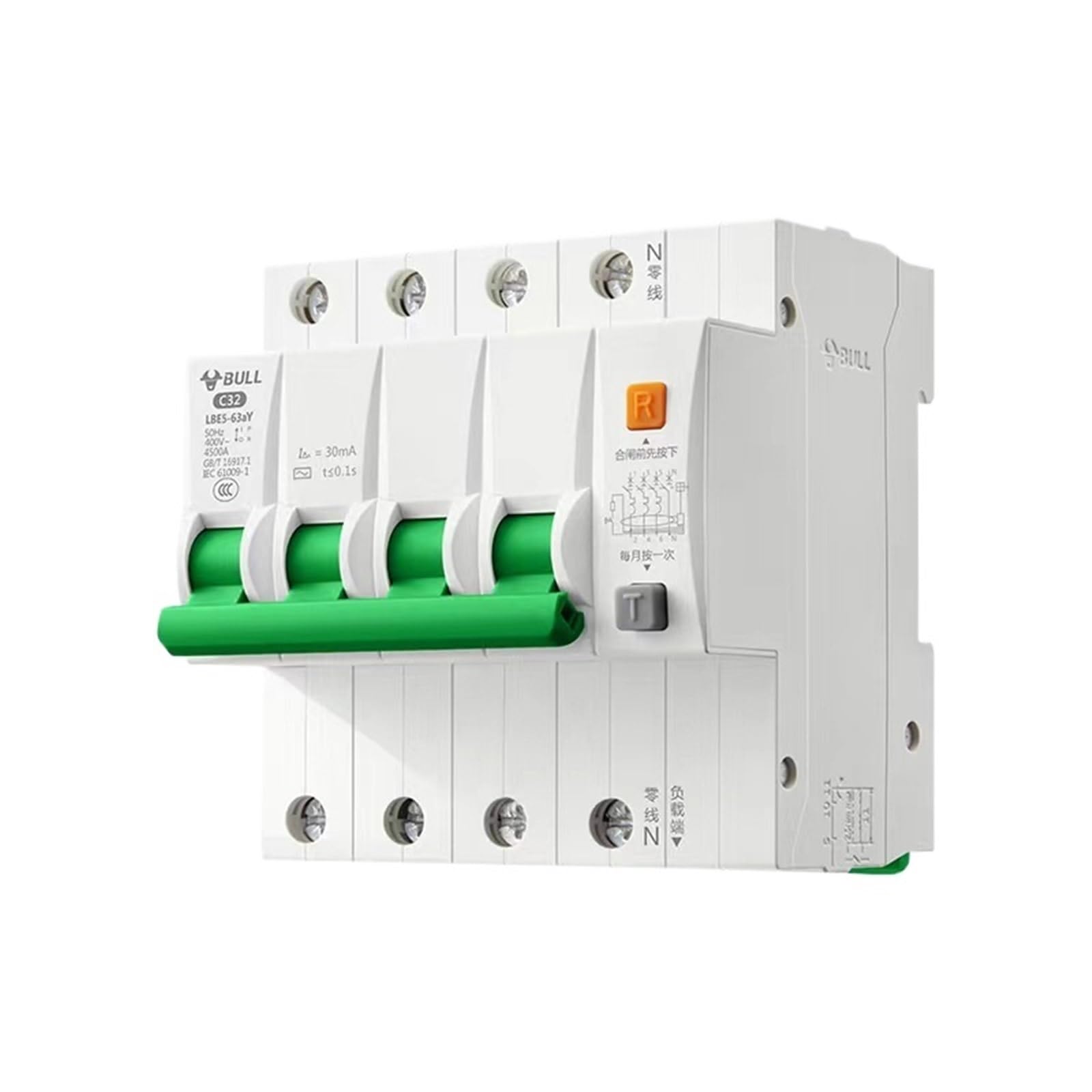 Disjoncteur de fuite d'air LBE5-63aY 4P pour sécuriser la cuisine familiale