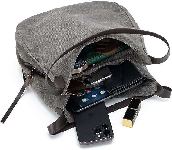 Women Canvas Hobo Purse Multi Pocket Handbags Shoulder Bags Totes Purses - Image 7