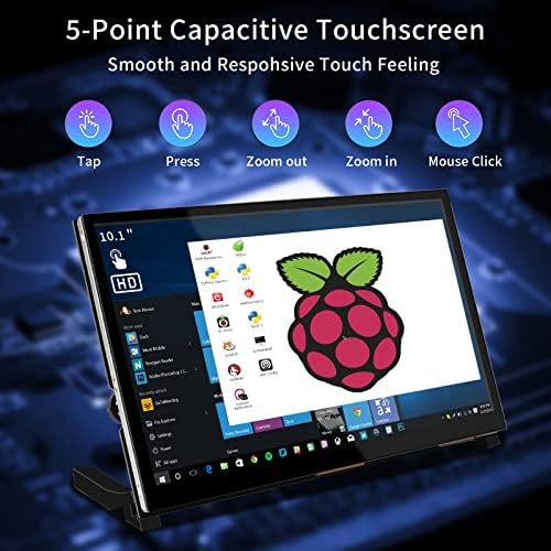 WIMAXIT Raspberry Pi 4 Touchscreen, 10.1 Inch Portable Touch Monitor 1024 x 600 IPS with Dual USB HDMI 178° Angle for Raspberry Pi 4 3 2 Zero B + Model B Xbox PS4 iOS Win7/8/10