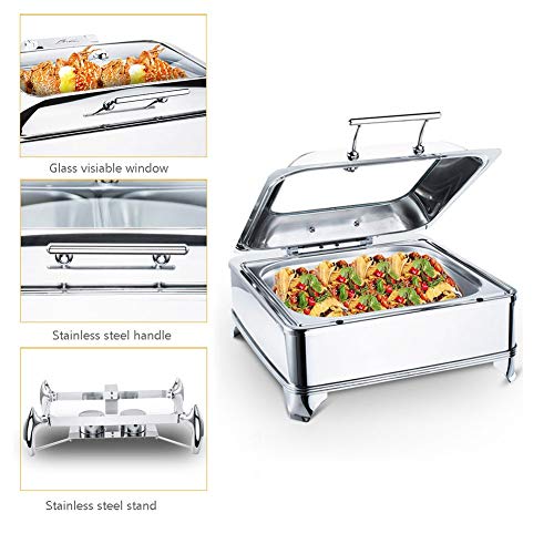 Aprilhp Warmhaltebehälter Essen, Buffetwärmer Elektrisch Stövchen Speisewärmer Warmhalteplatte Chafing Dish Set mit… – Bild 4