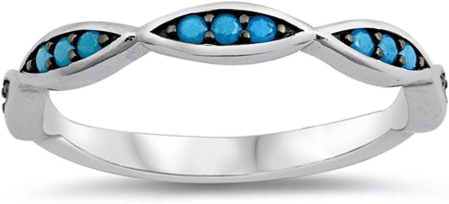 Simulated Turquoise Marquise Evil Eye Dainty Ring New .925 Sterling Silver Band Sizes 4-10