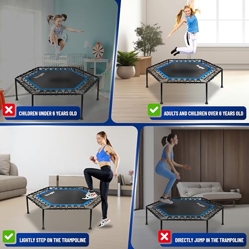Image of Yes4All Rebounder Trampoline for Adults, 48-Inch, 350 LBS Stable & Silent Exercise Trampoline for Rebounding, Jumping Cardio