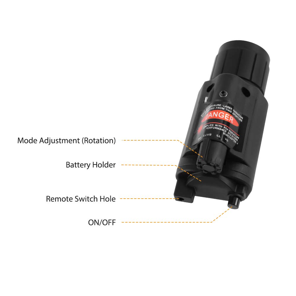 Tactique LED Arme Pistolet Lumière Lampe de Poche Interrupteur à Distance Point Rouge Visée Laser Airsoft Pistolet Lumière pour Rail de 20mm