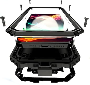 Lunivop Compatible with iPhone 15 Pro max Case Heavy Duty Protection Dustproof Built in Screen Protector Rugged Stand 360 Full Body Military Grade Metal Bumper Phone Cases Black 2023