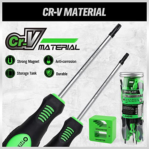 SWANLAKE 13-Piece Magnetic Torx Screwdrivers Set, Magnetic Torx Driver Star Screwdrivers Set T5 - T40 Best Choice