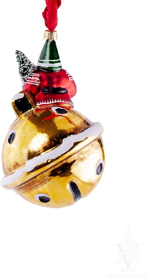 Vaillancourt Folk Art Gold Bell Santa Ornament