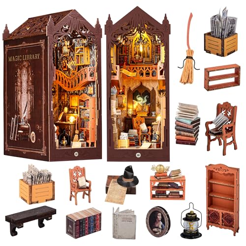 CASRRA Book Nook Kit for Adult DIY Booknook Dollhouse Miniatures Bookshelf Insert Library Decor 3D...