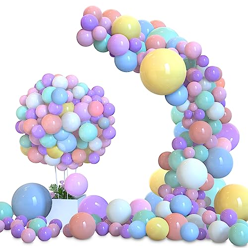 NICDIY Balloons Birthday Decorations Party Balloons 136pcs Ballons Multicolor 12 10 5 Inch Assorted Colors Baby Blue Pink White Balloon Garland Arch Kit for Party Wedding Graduation Baby Shower