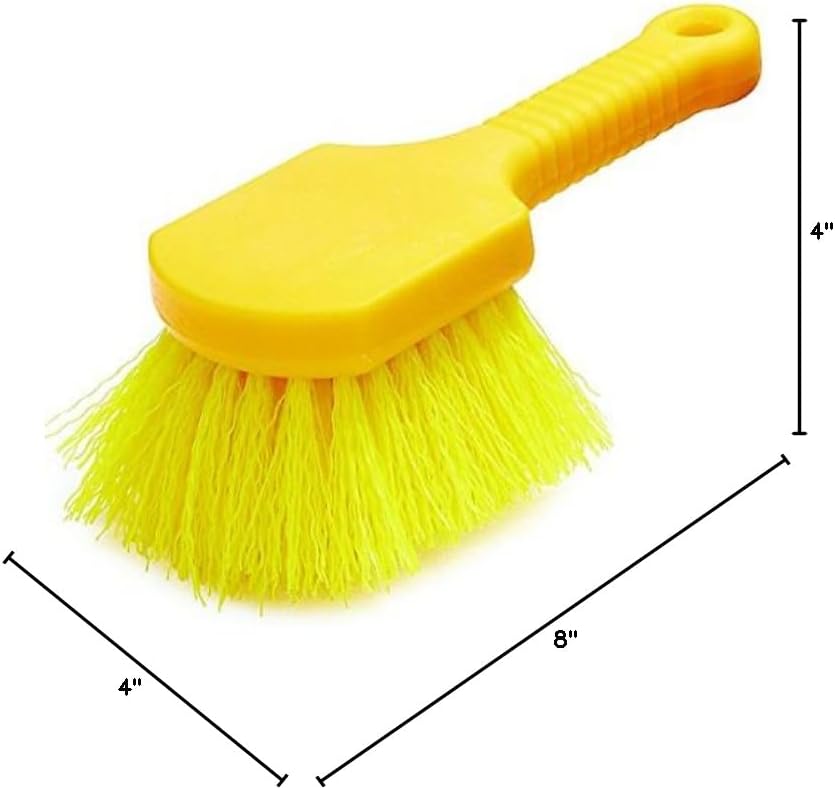 Rubbermaid Commercial 8" Utility Scrub Brush Plastic Handle Synthetic Bristles Cleaning Multi Purpose Heavy Duty Outdoor Wheels and Tires
