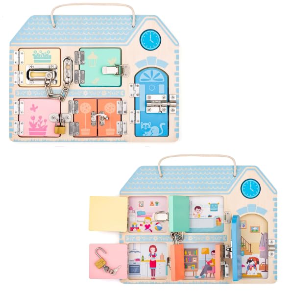 Maison de jouets avec serrures en bois Woody jeu éducatif de motricité