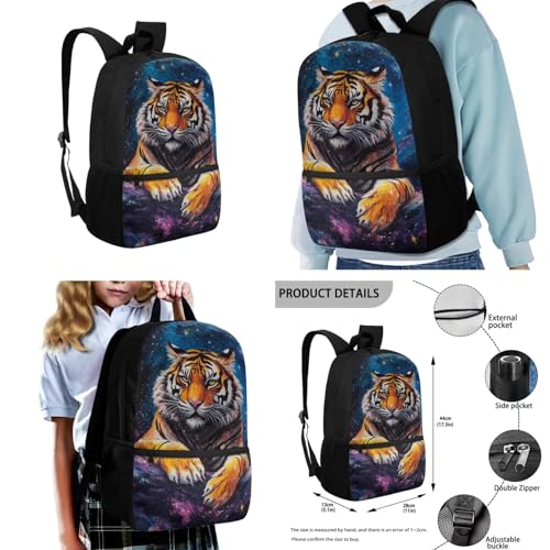 Tiger Backpack for Girls 10-12 Lightweight Backpacks for Boys with Lunch Box Cool Boy Backpacks Ages 8-10 Large Capacity 17 inch School Bags for Boys Bookbag Set for Elementary3
